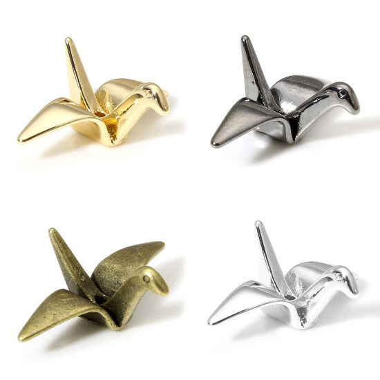 Immagine di 2 Pz Ottone Origami Charms Origami Della Gru Multicolore 3D 23mm x 15mm