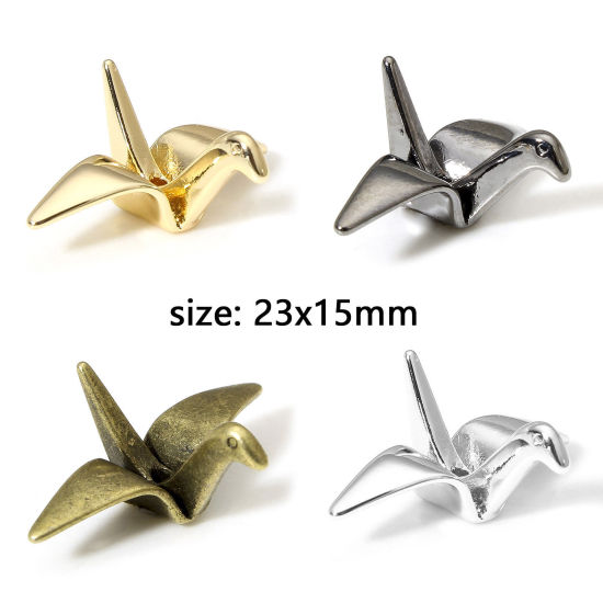 Immagine di 2 Pz Ottone Origami Charms Origami Della Gru Multicolore 3D 23mm x 15mm