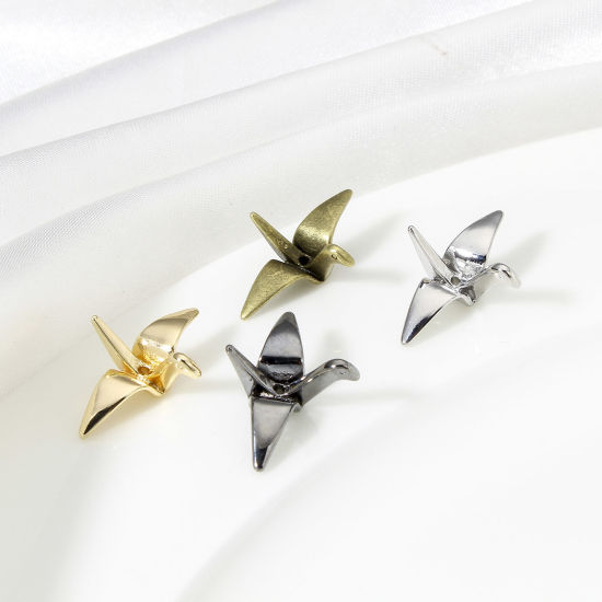 Immagine di 2 Pz Ottone Origami Charms Origami Della Gru Multicolore 3D 23mm x 15mm