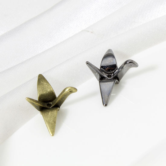 Immagine di 2 Pz Ottone Origami Charms Origami Della Gru Multicolore 3D 23mm x 15mm