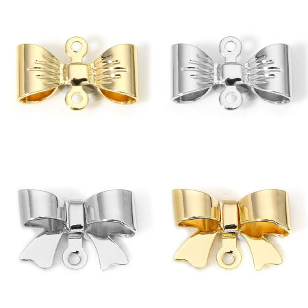 Brass Charms Real Gold Plated Bowknot 3D