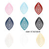 Image de 10 Pcs Pendentifs Estampe en Filigrane en Alliage de Fer Multicolore Feuille Rayées Creux 4.1cm x 2.4cm
