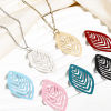Image de 10 Pcs Pendentifs Estampe en Filigrane en Alliage de Fer Multicolore Feuille Rayées Creux 4.1cm x 2.4cm