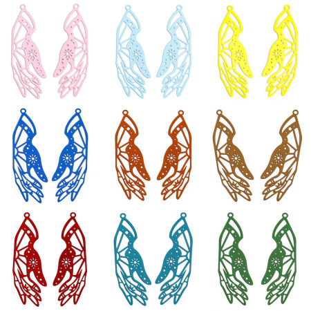 Imagen de 20 Unidades Hierro Filigrana Estampación Colgantes Multicolor Mano Filigrana 4.5cm x 1.5cm