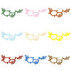 Picture of Iron Based Alloy Painted Filigree Stamping Connectors Charms Pendants Multicolor Branch Flower Hollow 3.8cm x 1.7cm
