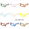 Picture of Iron Based Alloy Painted Filigree Stamping Connectors Charms Pendants Multicolor Branch Flower Hollow 3.8cm x 1.7cm