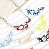 Picture of Iron Based Alloy Painted Filigree Stamping Connectors Charms Pendants Multicolor Branch Flower Hollow 3.8cm x 1.7cm