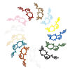 Picture of Iron Based Alloy Painted Filigree Stamping Connectors Charms Pendants Multicolor Branch Flower Hollow 3.8cm x 1.7cm