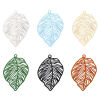 Picture of Iron Based Alloy Painted Filigree Stamping Connectors Charms Pendants Multicolor Leaf Hollow 3.7cm x 2.5cm