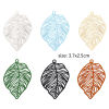 Picture of Iron Based Alloy Painted Filigree Stamping Connectors Charms Pendants Multicolor Leaf Hollow 3.7cm x 2.5cm