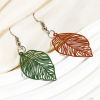 Picture of Iron Based Alloy Painted Filigree Stamping Connectors Charms Pendants Multicolor Leaf Hollow 3.7cm x 2.5cm