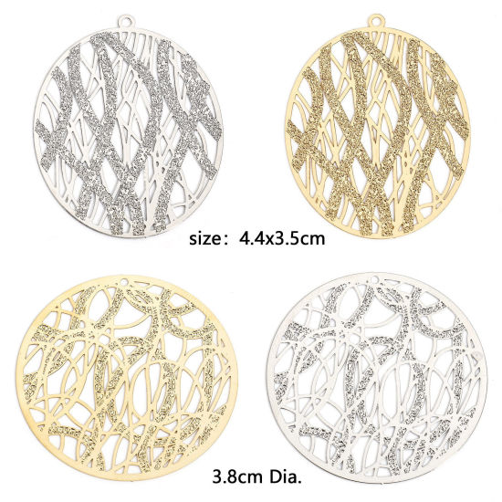 Image de 5 Pcs Pendentifs Estampe en Filigrane en Alliage de Fer Multicolore Texture Amas Stellaire