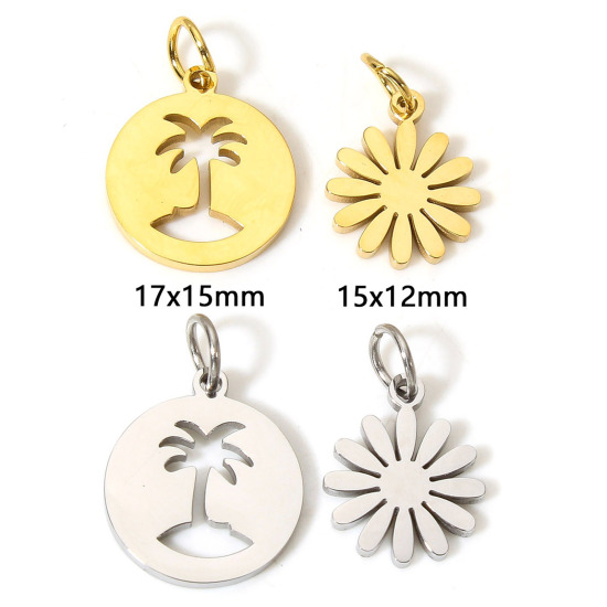 Picture of Eco-friendly 304 Stainless Steel Pastoral Style Charms Multicolor Lotus Flower Hollow