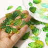 Picture of Lampwork Glass Charms Green & Yellow Leaf Gradient Color