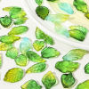 Picture of Lampwork Glass Charms Green & Yellow Leaf Gradient Color