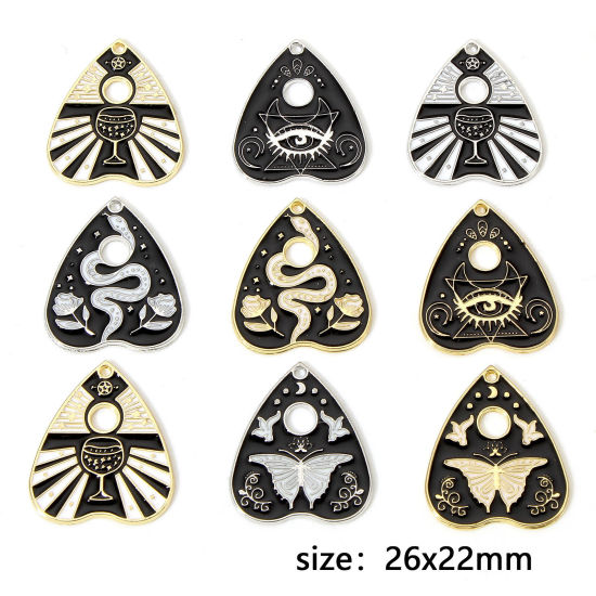 Picture of Zinc Based Alloy Religious Charms Multicolor Black & White Ouija Board Enamel 26mm x 22mm