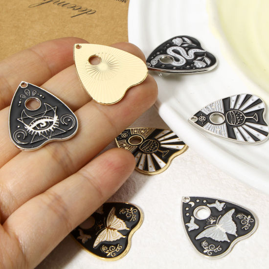 Picture of Zinc Based Alloy Religious Charms Multicolor Black & White Ouija Board Enamel 26mm x 22mm