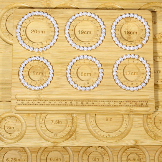 Bild von 1 Stück Bambus Perlentablett für DIY-Schmuck, Halskette, Armband, Perlendesign, Aufreihzubehör, Bastelbrett Rechteck Naturfarben