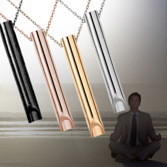 Bild von 1 Strang 304 Edelstahl Atemmeditation zum Stressabbau Gliederkette Kette Anhänger Halskette Bunt Pfeife 50cm lang