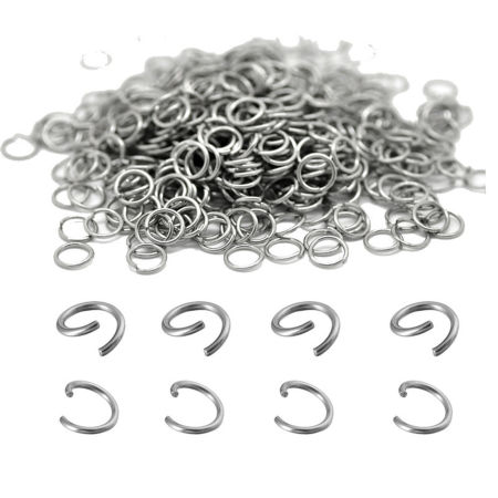 304 Stainless Steel Open Jump Rings Findings Round Silver Tone