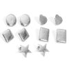 Picture of 304 Stainless Steel Ear Post Stud Earring With Loop Connector Accessories Geometric Silver Tone Texture With Stoppers