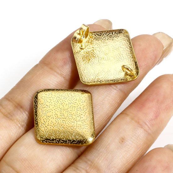 Imagen de 10 Unidades 304 Acero Inoxidable Arete de Poste de Oreja con Accesorios de Conector de Bucle Geométrico Chapado en Oro de 18K Textura Con Tapones Post/ Wire Size: (20 gauge)
