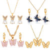 Bild von 1 Set Ins Stil Schmuck Halskette Ohrringe Set Bunt Schmetterling Tropfen Transparent Strass 50cm lang