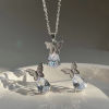 Bild von 1 Set Ins Stil Schmuck Halskette Ohrringe Set Bunt Schmetterling Tropfen Transparent Strass 50cm lang