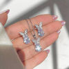 Bild von 1 Set Ins Stil Schmuck Halskette Ohrringe Set Bunt Schmetterling Tropfen Transparent Strass 50cm lang