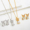 Bild von 1 Set Ins Stil Schmuck Halskette Ohrringe Set Bunt Schmetterling Tropfen Transparent Strass 50cm lang