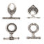 Picture of Copper Toggle Clasps Round Antique Silver Color Carved Pattern
