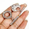 Picture of Copper Toggle Clasps Round Antique Silver Color Carved Pattern