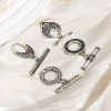 Picture of Copper Toggle Clasps Round Antique Silver Color Carved Pattern