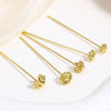 Bild von 5 Stück (19 gauge) Messing Kopfstifte Blumen 18K Echtgold plattiert