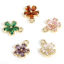 Picture of Brass Charms 14K Real Gold Plated Flower Multicolour Cubic Zirconia 9mm x 7mm