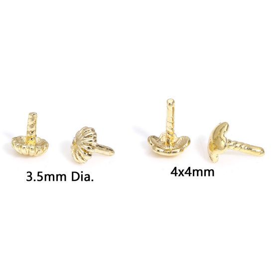 Image de 5 Pcs Coupelles en Laiton Plaqué Or Véritable 14K