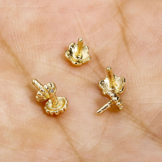 Image de 5 Pcs Coupelles en Laiton Plaqué Or Véritable 14K