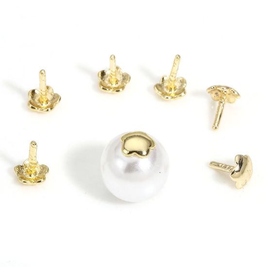 Image de 5 Pcs Coupelles en Laiton Plaqué Or Véritable 14K