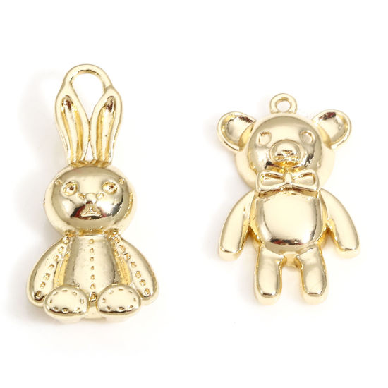 Picture of Brass Charms 14K Real Gold Plated Animal 3D