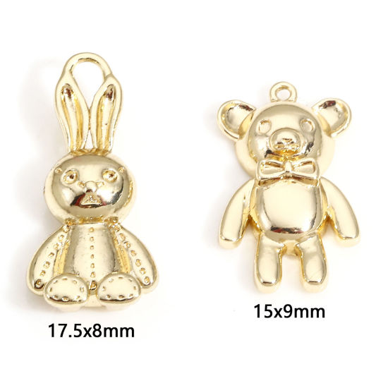 Image de 1 Pièce Breloques en Laiton Animal Plaqué Or Véritable 14K 3D