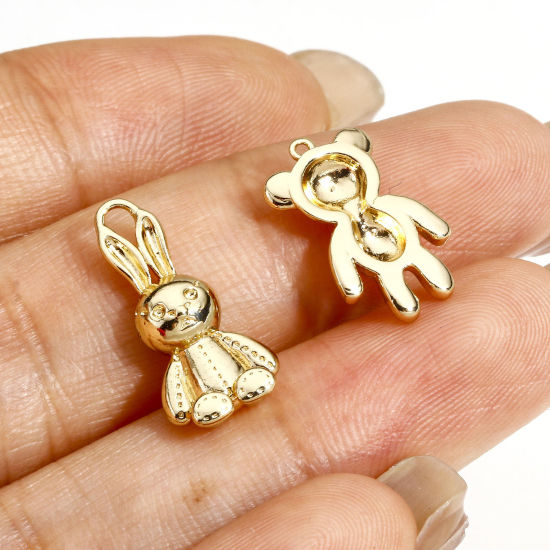 Picture of Brass Charms 14K Real Gold Plated Animal 3D