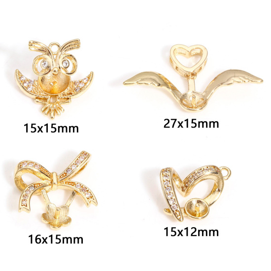 Imagen de 1 Unidad Latón Colgante de Perlas Conector Bail Pin Cap 14K Oro Real Chappado