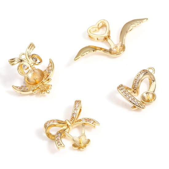 Imagen de 1 Unidad Latón Colgante de Perlas Conector Bail Pin Cap 14K Oro Real Chappado