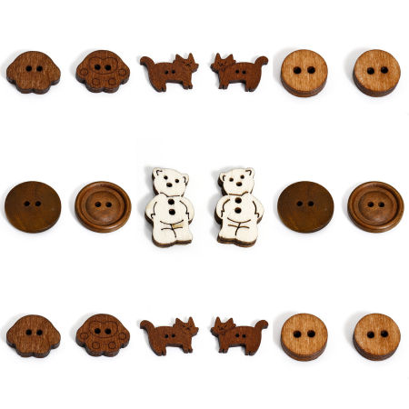 Natural Wood Buttons Scrapbooking 2 Holes Multicolor
