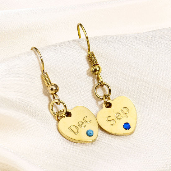 Immagine di 1 Pz Ecologico 304 Acciaio Inossidabile Pietre Nascita Charms Cuore Oro Placcato Multicolore Strass