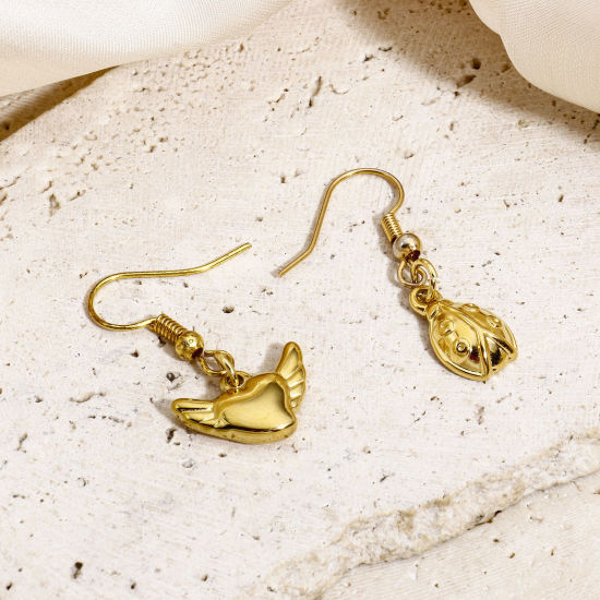 Immagine di 1 Pz Placcatura Sottovuoto Ecologica 304 Acciaio Inossidabile San Valentino Charms Palla Oro Placcato Cuore