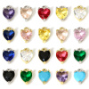 Imagen de 2 Unidades Latón & Vidrio día de San Valentín Colgantes Charms Corazón Oro Real Chapado Multicolor 9mm x 6mm
