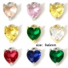 Imagen de 2 Unidades Latón & Vidrio día de San Valentín Colgantes Charms Corazón Oro Real Chapado Multicolor 9mm x 6mm