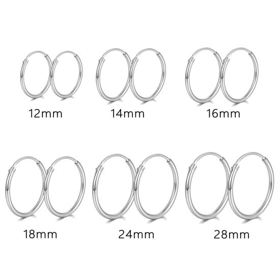 Picture of 1 Pair Sterling Silver Hoop Earrings Round