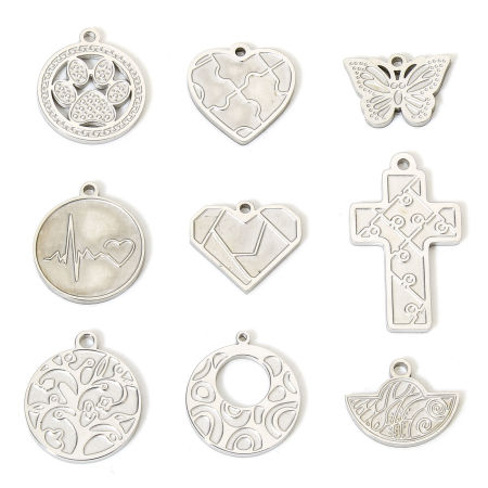 2 Pz 304 Acciaio Inossidabile Charms Geometrica Tono Argento